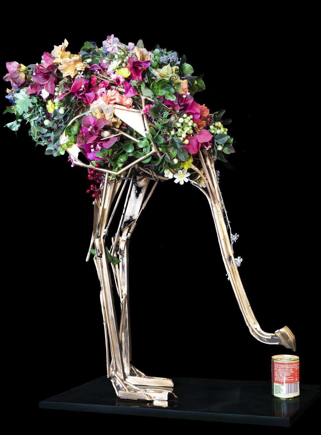 Ostrich with Flowers