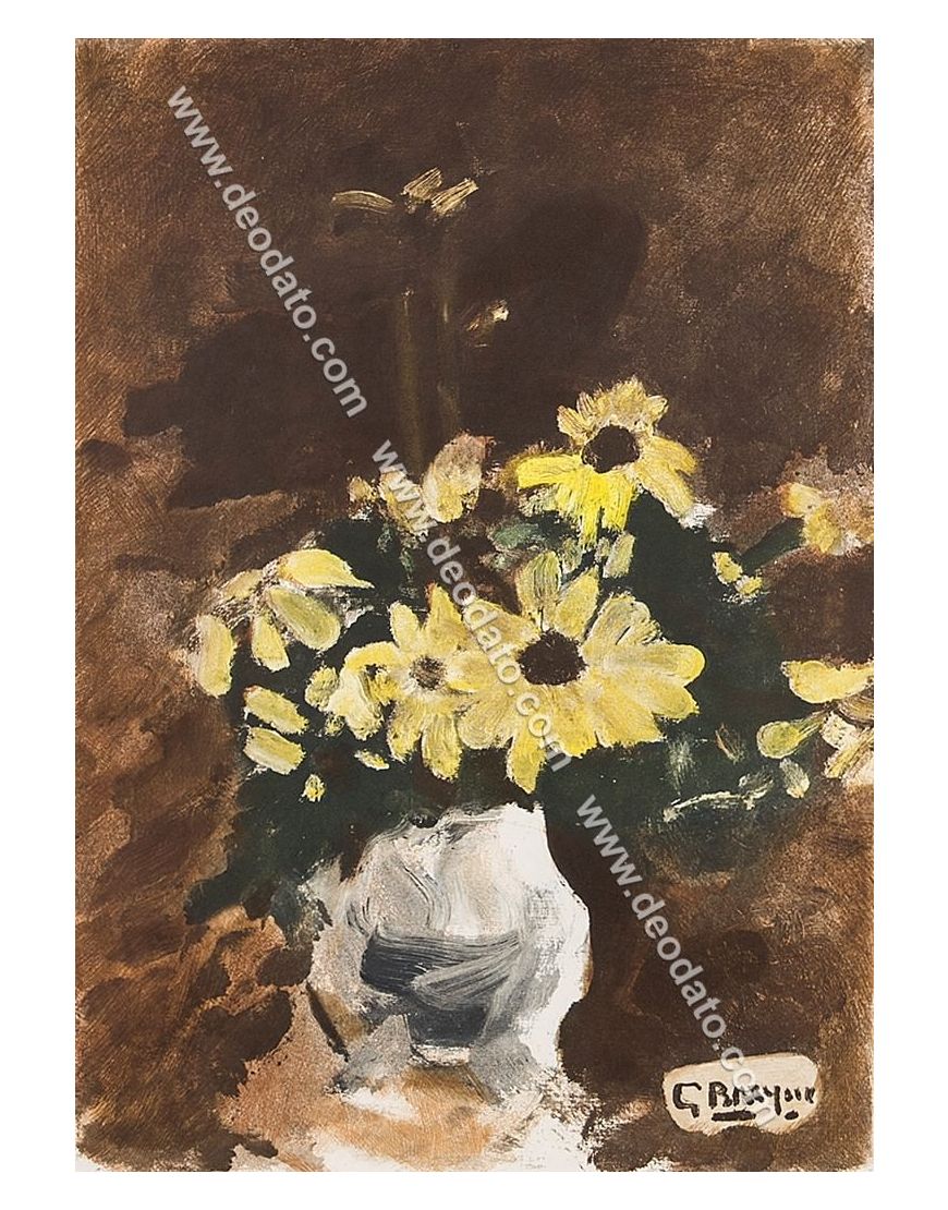 Vase of yellow flowers