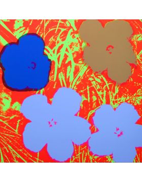 Flowers - Blue On Orange 11.69