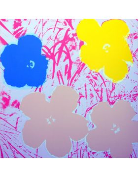 Flowers - Yellow/Gold/Blue On Pink 11.70