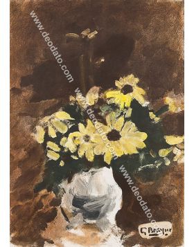 Vase of yellow flowers