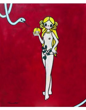 Eve and Snake with Apple Red