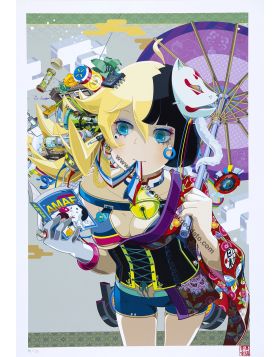 Kawaii girl with kitsune mask