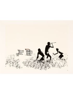 Banksy - Trolleys Black and White - 2006 - Unsigned screen print on paper - Edition of 500 pieces