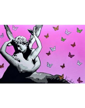 Mr. Savethewall - Love Me or Like Me - Pink - 100x70 cm - Mixed Technique - 2024