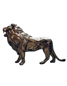 Lion - Chrome Gold - Resin Sculpture - Unique Work