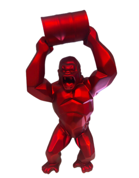Richard Orlinski - Wild Kong Oil - Matte Flame Red - Resin Sculpture - Limited Edition of 50 Pieces