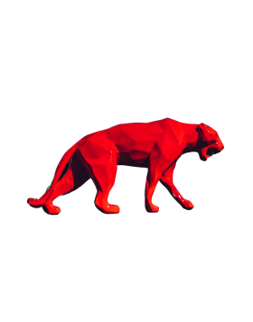 Richard Orlinski - Panther Red - 120x53x24 cm - Resin Sculpture - Limited Edition
