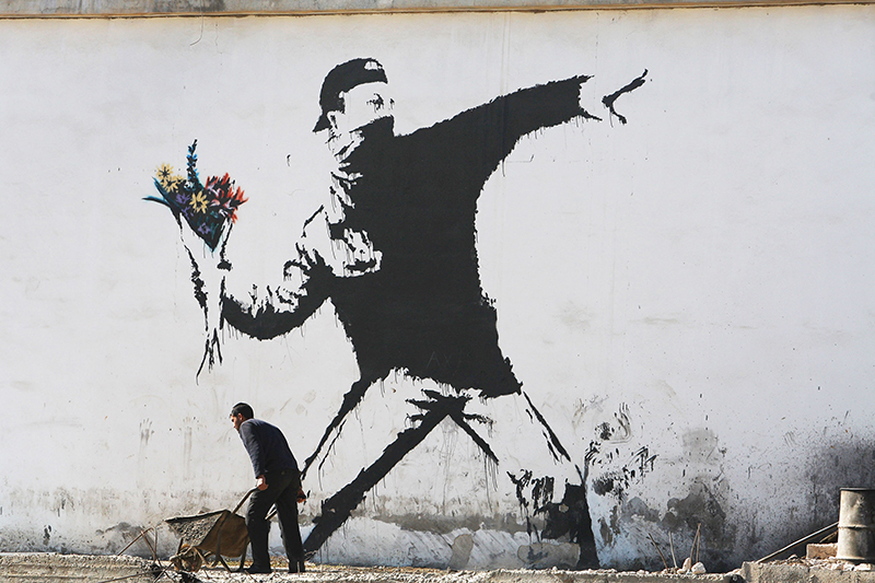 Banksy: copyright denied for the street artist’s Flower Thrower