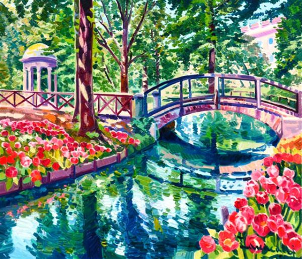 Tulips and light in the garden of di Villa Reale 