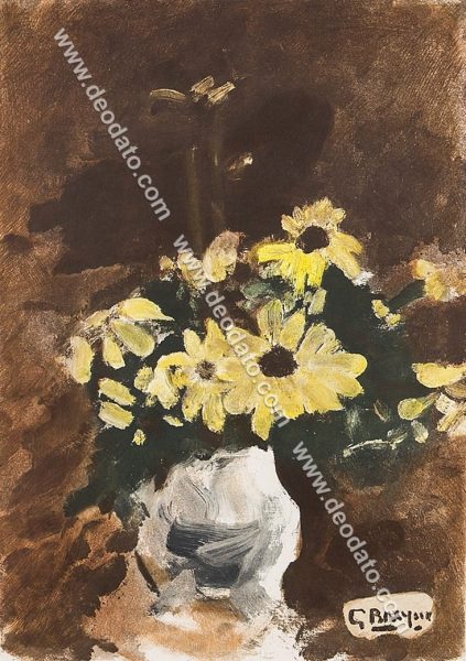 Vase of yellow flowers