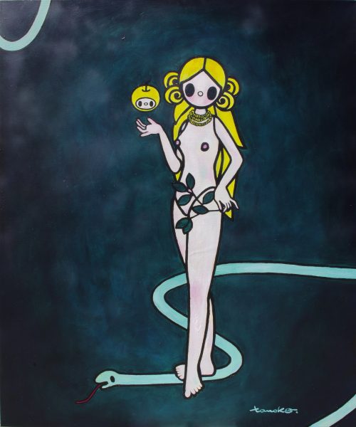 Eve and Snake with an Apple Green