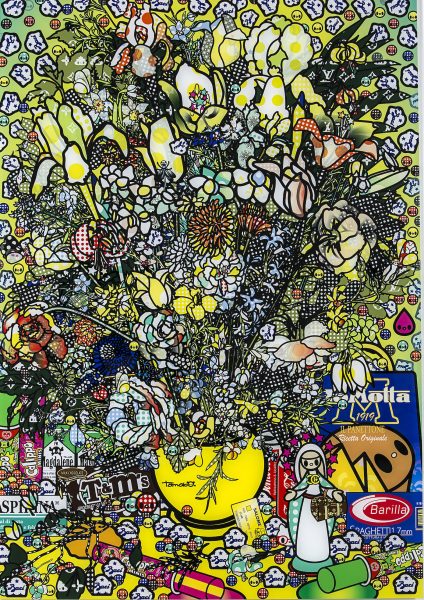 Flowers 2 after Jan Brueghel elder with Aspirina, Barilla, Baci, Calippo, Cola, Louis Vuitton, Motta, Tm, Visa and Maddonna