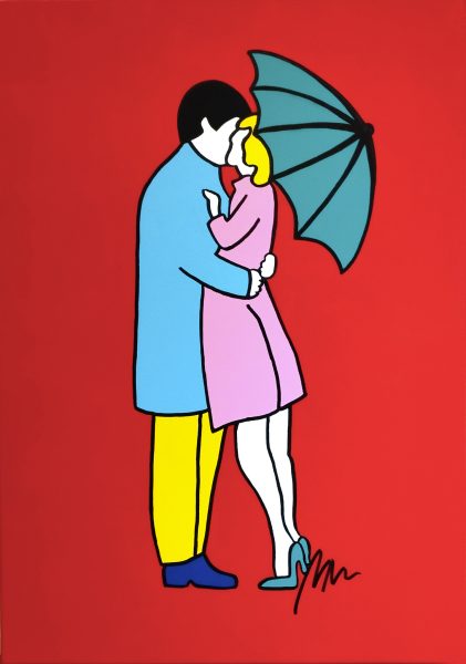 Bacio con ombrello