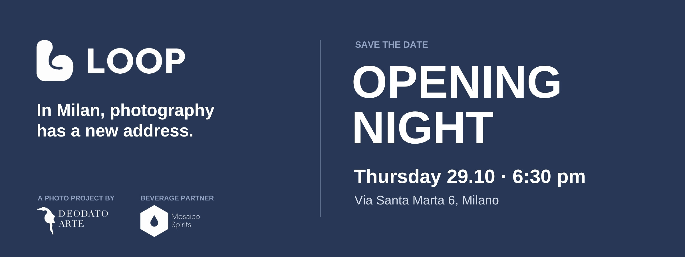 LOOP Milan, opening night on 29 October at Via Santa Marta 6