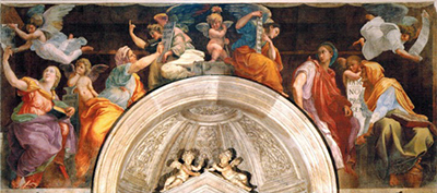 Affresco Sibille e Angeli di Raffaello al chiostro del Bramante